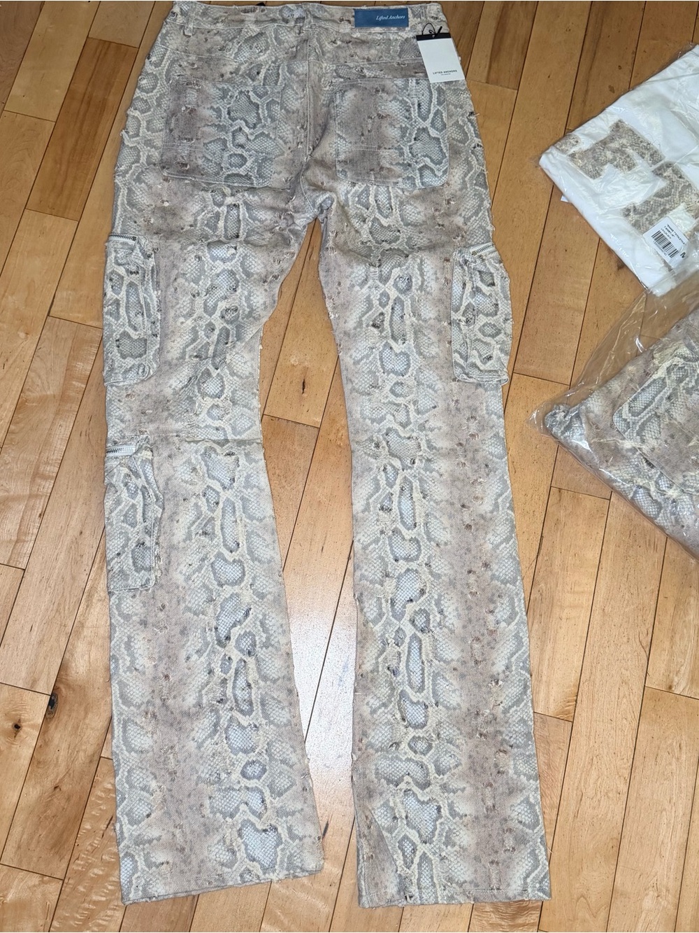 LIFTED ANCHORS HMANSON' DENIM SNAKESKIN PANT- BROWN Men’s 30 - Picture 2 of 7